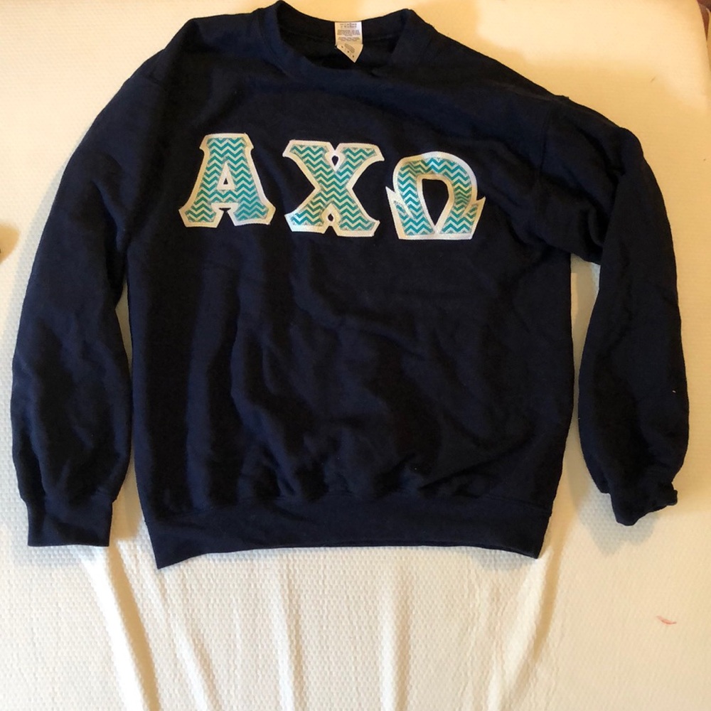 Alpha Chi Omega stitched letter crewneck